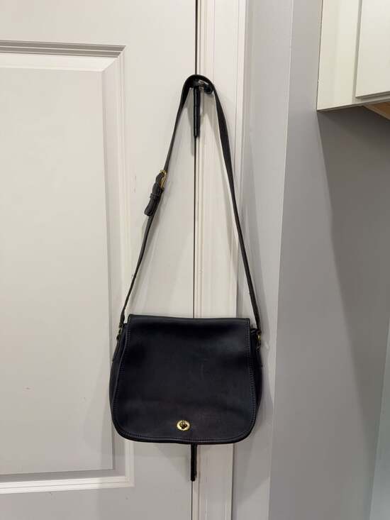 Coach Handbags - Vintage Coach Black Leather Legacy Saddle Bag Crossbody